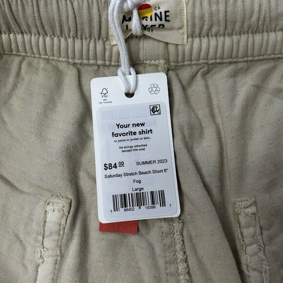 Marine Layer Saturday Beach Shorts Men's Large 6" Inseam Drawstring Pull On - Picture 3 of 7
